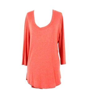 EYN $59 Geranium Red Sz L Red Mid Sleeve Scoop Neck Rayon Spandex Tunic Top